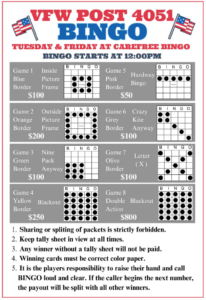 VFW Colorado Springs Bingo-2 @ Carefree Bingo | Colorado Springs | Colorado | United States